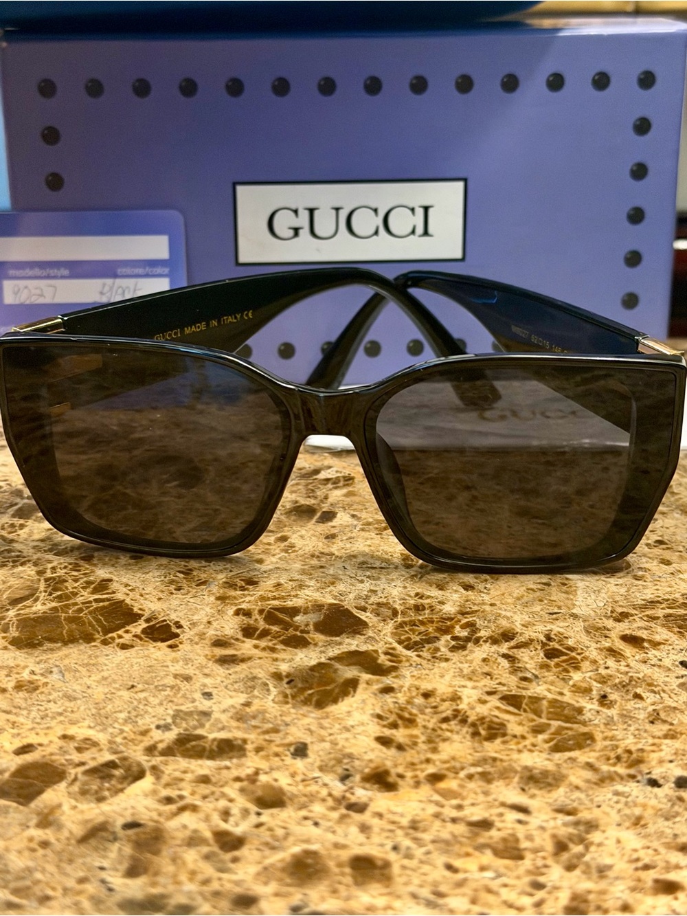 Gucci Black Square Women's Sunglasses with Dark Gray Lenses